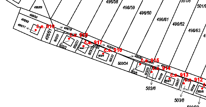 Mikulovice 916, Klášterec nad Ohří na parcele st. 503/4 v KÚ Mikulovice u Vernéřova, Katastrální mapa
