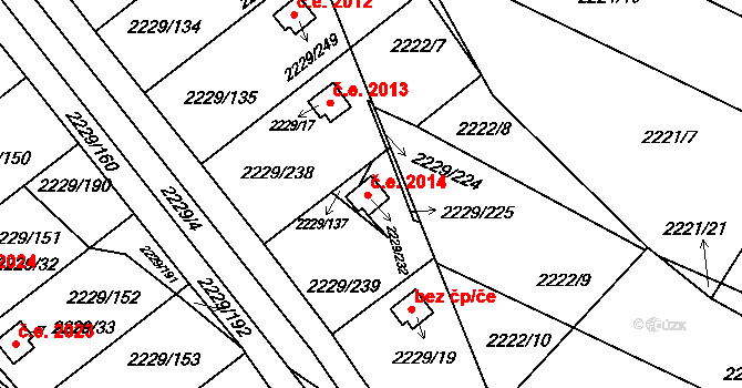 Krásné Pole 2014, Ostrava na parcele st. 2229/232 v KÚ Krásné Pole, Katastrální mapa