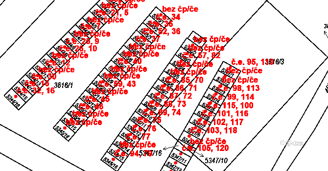 Zlín 70,85 na parcele st. 5346/7 v KÚ Zlín, Katastrální mapa