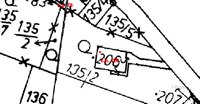 Heřmaň 120 na parcele st. 206 v KÚ Heřmaň, Katastrální mapa