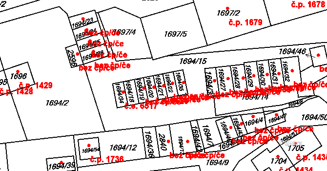 Litvínov 38003392 na parcele st. 1694/21 v KÚ Horní Litvínov, Katastrální mapa