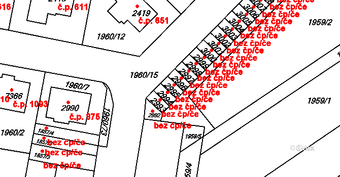 Třebíč 38362392 na parcele st. 2995 v KÚ Třebíč, Katastrální mapa
