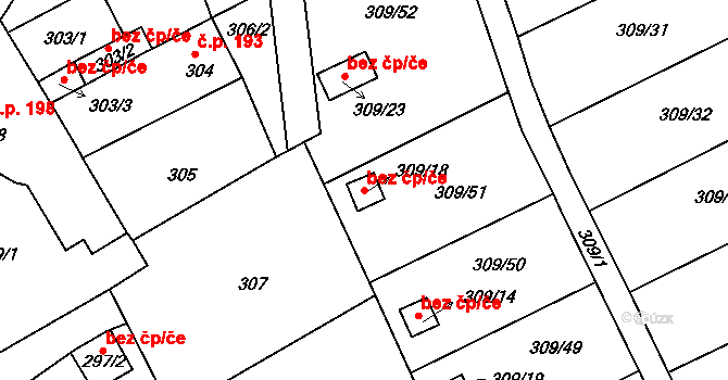 Dubí 39114392 na parcele st. 309/18 v KÚ Dubí-Pozorka, Katastrální mapa