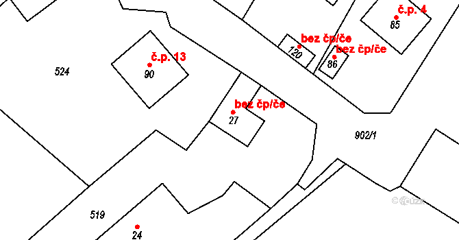 Ždánov 39224392 na parcele st. 27 v KÚ Ždánov, Katastrální mapa