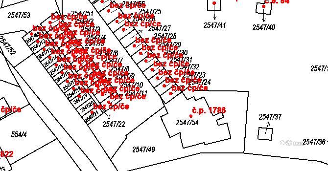 Roztoky 39606392 na parcele st. 2547/23 v KÚ Roztoky u Prahy, Katastrální mapa