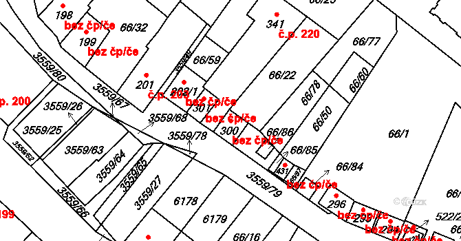 Hrabětice 41231392 na parcele st. 300 v KÚ Hrabětice, Katastrální mapa