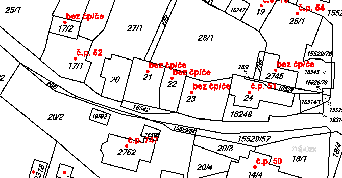 Hovězí 45600392 na parcele st. 22 v KÚ Hovězí, Katastrální mapa