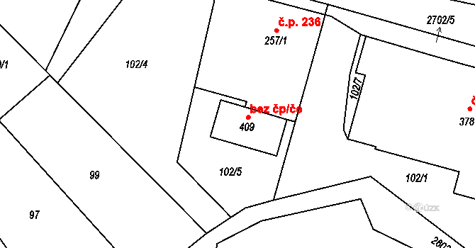 Mrákotín 45808392 na parcele st. 409 v KÚ Mrákotín u Telče, Katastrální mapa