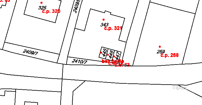 Únanov 47486392 na parcele st. 445 v KÚ Únanov, Katastrální mapa