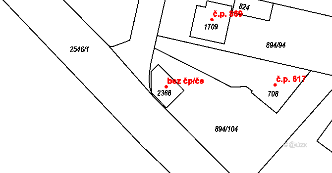 Pacov 49911392 na parcele st. 2368 v KÚ Pacov, Katastrální mapa