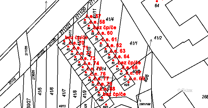 Bučovice 62 na parcele st. 58 v KÚ Bučovice, Katastrální mapa