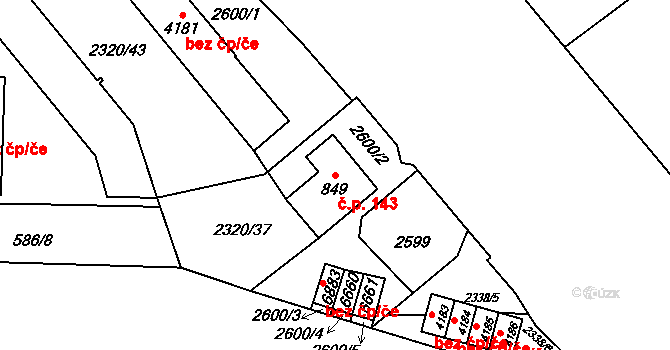 Beroun-Závodí 143, Beroun na parcele st. 849 v KÚ Beroun, Katastrální mapa