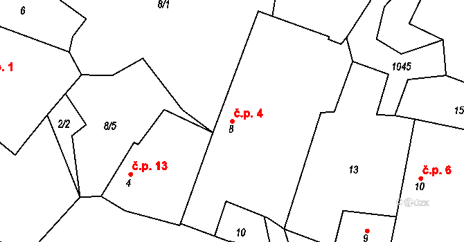 Horní Hrachovice 4, Dolní Hrachovice na parcele st. 8 v KÚ Horní Hrachovice, Katastrální mapa