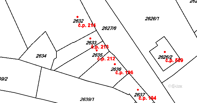 Veselí nad Lužnicí I 212, Veselí nad Lužnicí na parcele st. 2635 v KÚ Veselí nad Lužnicí, Katastrální mapa