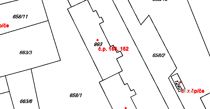 Olivětín 152,153, Broumov na parcele st. 993 v KÚ Broumov, Katastrální mapa