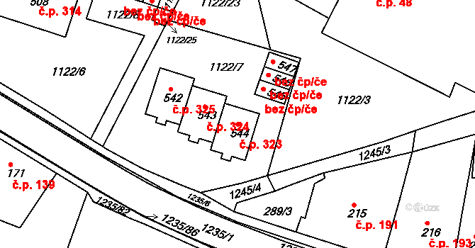 Zbečník 323, Hronov na parcele st. 544 v KÚ Zbečník, Katastrální mapa
