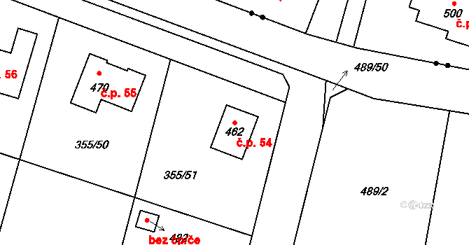 Zámostí 54, Rožďalovice na parcele st. 462 v KÚ Zámostí u Rožďalovic, Katastrální mapa