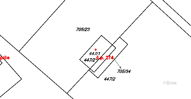 Cetkovice 274 na parcele st. 447/1 v KÚ Cetkovice, Katastrální mapa