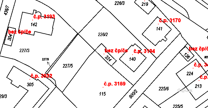 Znojmo 96243392 na parcele st. 324 v KÚ Znojmo-Hradiště, Katastrální mapa