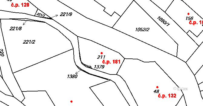 Lampertice 181 na parcele st. 211 v KÚ Lampertice, Katastrální mapa