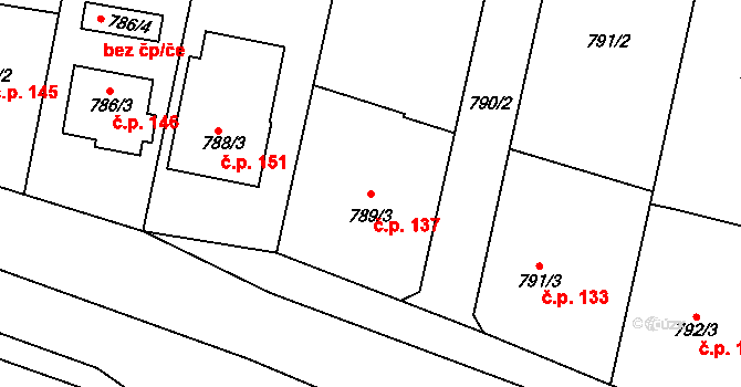 Citonice 137 na parcele st. 789/3 v KÚ Citonice, Katastrální mapa