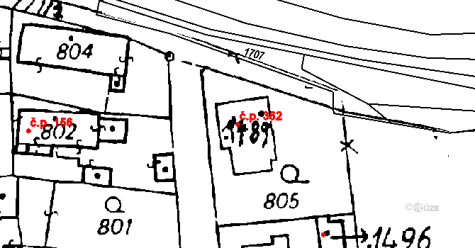 Volduchy 362 na parcele st. 1489 v KÚ Volduchy, Katastrální mapa