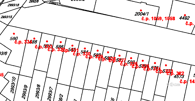 Kyjov 328 na parcele st. 583 v KÚ Kyjov, Katastrální mapa