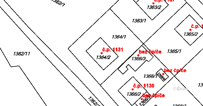 Rýmařov 1131 na parcele st. 1364/2 v KÚ Rýmařov, Katastrální mapa