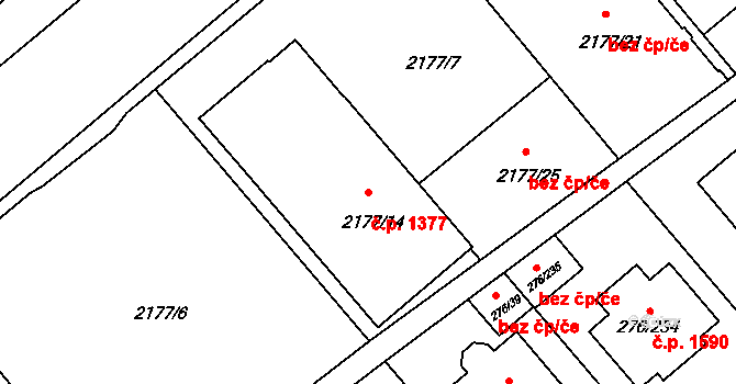 Stará Boleslav 1377, Brandýs nad Labem-Stará Boleslav na parcele st. 2177/14 v KÚ Stará Boleslav, Katastrální mapa