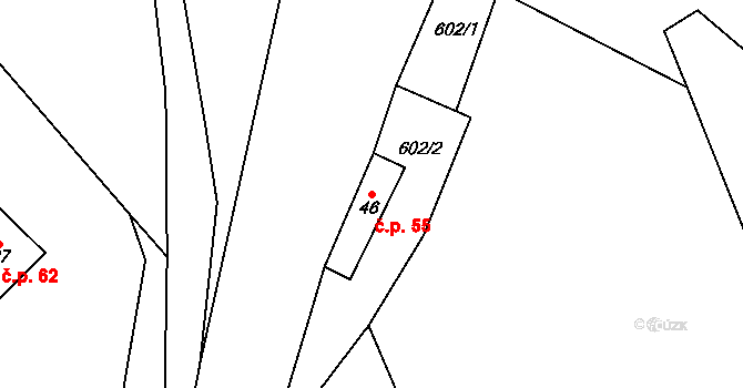 Synalov 55 na parcele st. 46 v KÚ Synalov, Katastrální mapa