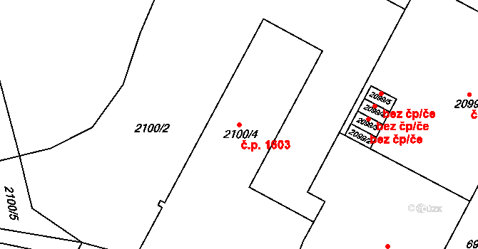 Boskovice 1603 na parcele st. 2100/4 v KÚ Boskovice, Katastrální mapa