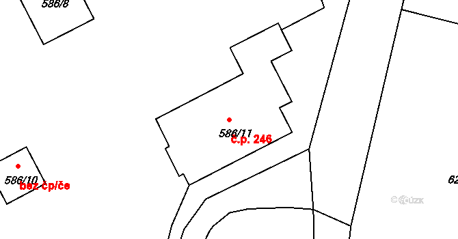 Poříčí 246, Boršov nad Vltavou na parcele st. 586/11 v KÚ Boršov nad Vltavou, Katastrální mapa