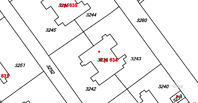 Město 634, Orlová na parcele st. 3236 v KÚ Orlová, Katastrální mapa