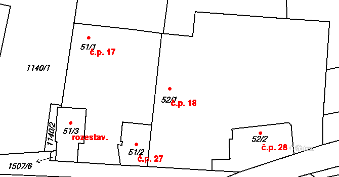 Tupesy 18, Radošovice na parcele st. 52/1 v KÚ Tupesy, Katastrální mapa
