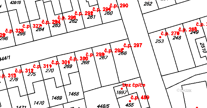 Lány 298, Svitavy na parcele st. 267 v KÚ Čtyřicet Lánů, Katastrální mapa