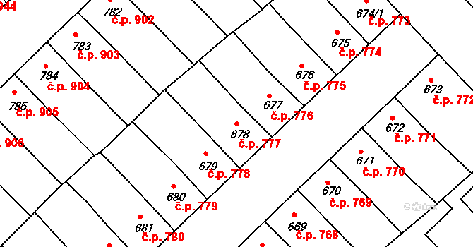 Předměstí 777, Svitavy na parcele st. 678 v KÚ Svitavy-předměstí, Katastrální mapa