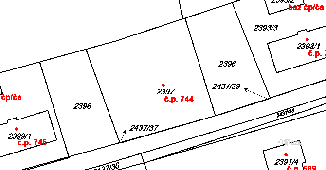 Frýdlant 744, Frýdlant nad Ostravicí na parcele st. 2397 v KÚ Frýdlant nad Ostravicí, Katastrální mapa