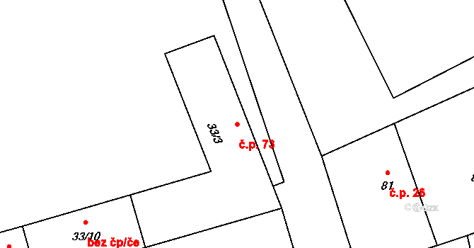 Ještětice 73, Solnice na parcele st. 33/3 v KÚ Ještětice, Katastrální mapa