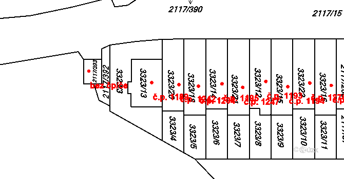 Chodov 1242, Praha na parcele st. 3323/20 v KÚ Chodov, Katastrální mapa