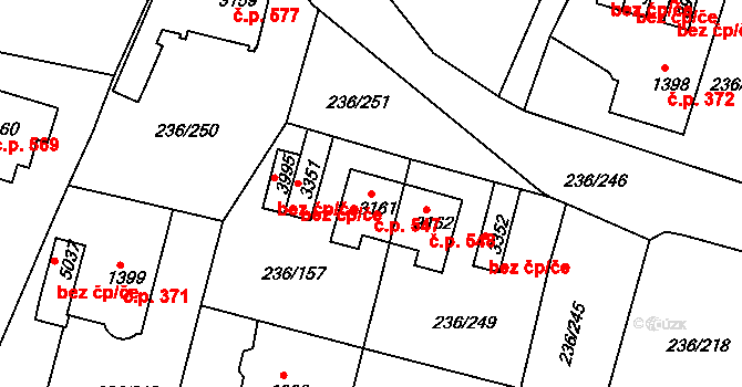 Střední Předměstí 547, Trutnov na parcele st. 3161 v KÚ Trutnov, Katastrální mapa