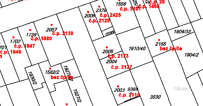 Hodonín 2173 na parcele st. 2005 v KÚ Hodonín, Katastrální mapa