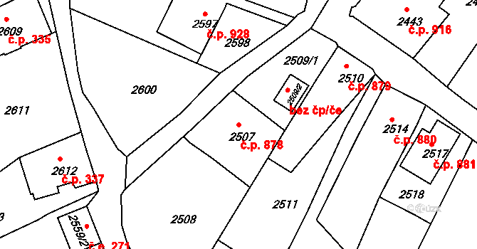 Rumburk 1 878, Rumburk na parcele st. 2507 v KÚ Rumburk, Katastrální mapa