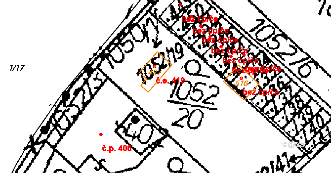 Žiželice 419 na parcele st. 487 v KÚ Žiželice nad Cidlinou, Katastrální mapa