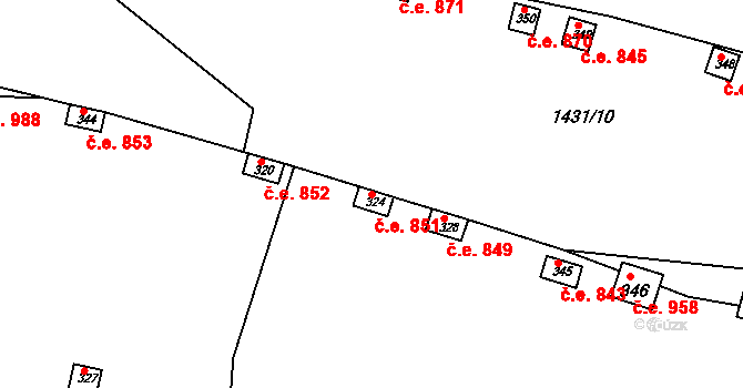 Štětí 851 na parcele st. 324 v KÚ Štětí II, Katastrální mapa