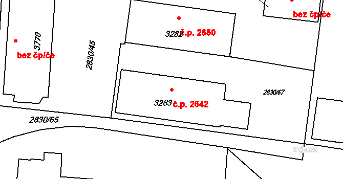 Rožnov pod Radhoštěm 2642 na parcele st. 3283 v KÚ Rožnov pod Radhoštěm, Katastrální mapa