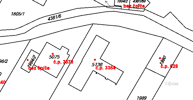 Kravaře 3364 na parcele st. 5136 v KÚ Kravaře ve Slezsku, Katastrální mapa