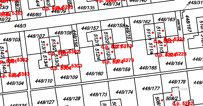 Otrokovice 5274 na parcele st. 512/4 v KÚ Otrokovice, Katastrální mapa