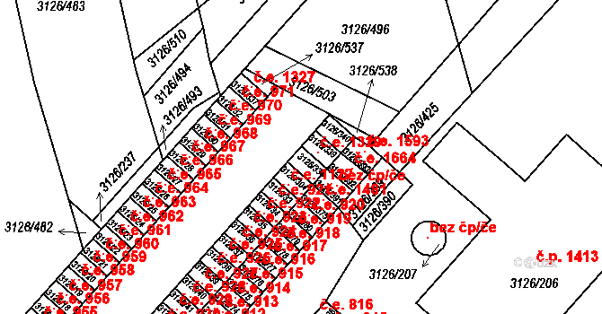 Pelhřimov 1328 na parcele st. 3126/338 v KÚ Pelhřimov, Katastrální mapa