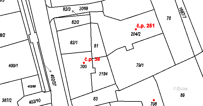 Svratouch 38052393 na parcele st. 201 v KÚ Svratouch, Katastrální mapa