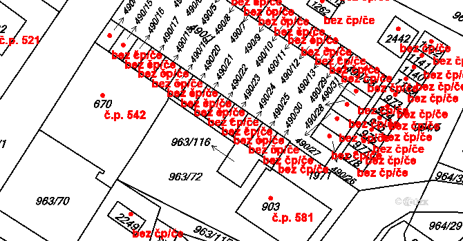 Přibyslav 38706393 na parcele st. 490/23 v KÚ Přibyslav, Katastrální mapa